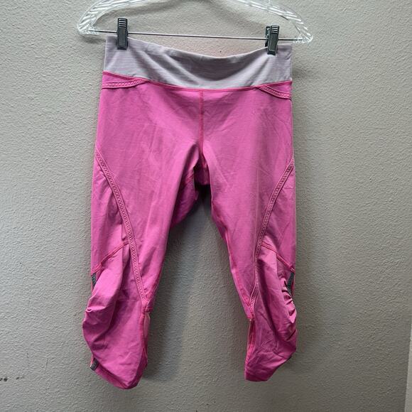 Lululemon Leggings Womens 6 Ruby Pink Run Pace Crop 22" Running Gym Ladies - Picture 1 of 7